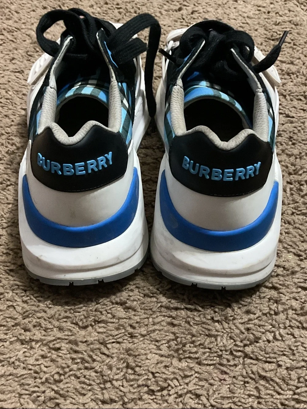 Burberry Blue Plaid Strap Women’s Sneakers